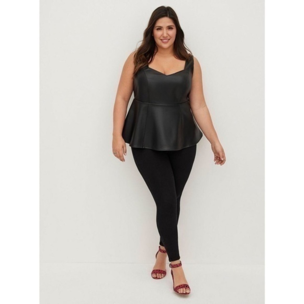 torrid Black Faux Leather Peplum Tank Top